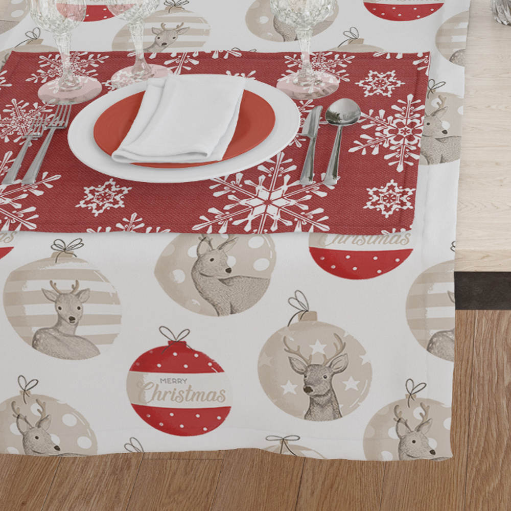 Καρέ Χριστουγεννιάτικο Merry Christmas Εκρού ΚΑΡΕ 90 x 90 cm