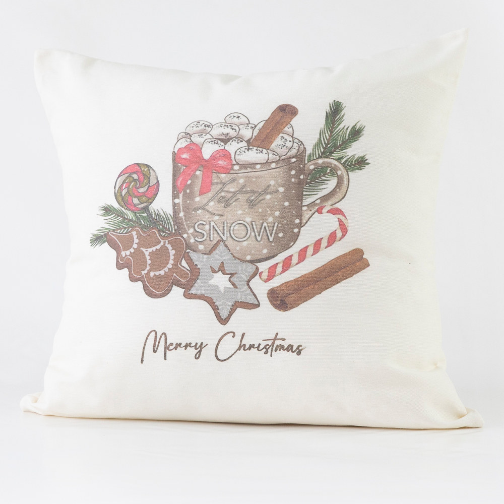 Μαξιλάρι Διακοσμητικό Χριστουγεννιάτικο Printed Σχέδιο 130 Εκρού 45 X 45 45 x 45 cm