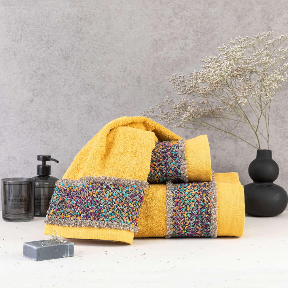 Πετσέτες Σετ 3ΤΜΧ Jules Μουσταρδί Σ3ΤΜΧ 70 x 140 / 50 x 90 / 30 x 50 cm