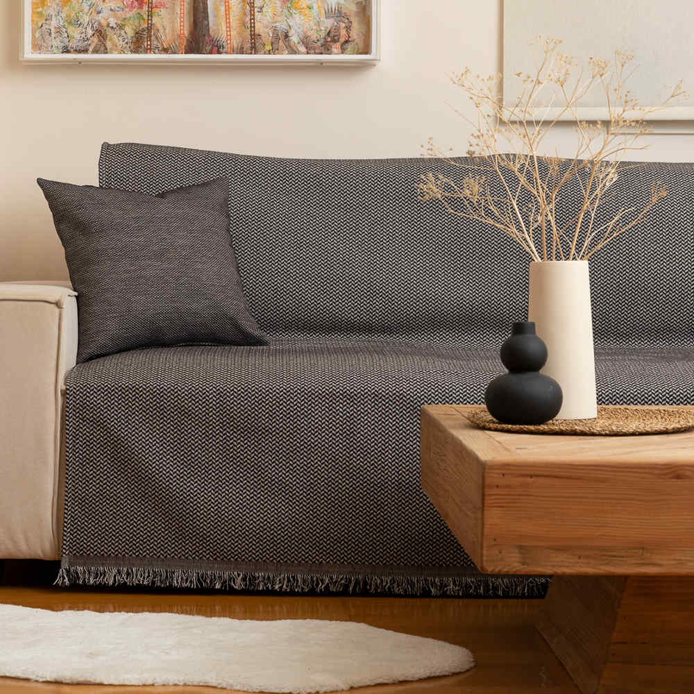 Ριχτάρι Σενίλ Τριθέσιο Sicily Μαύρο ΤΡΙΘΕΣΙΟ 180 x 300 cm