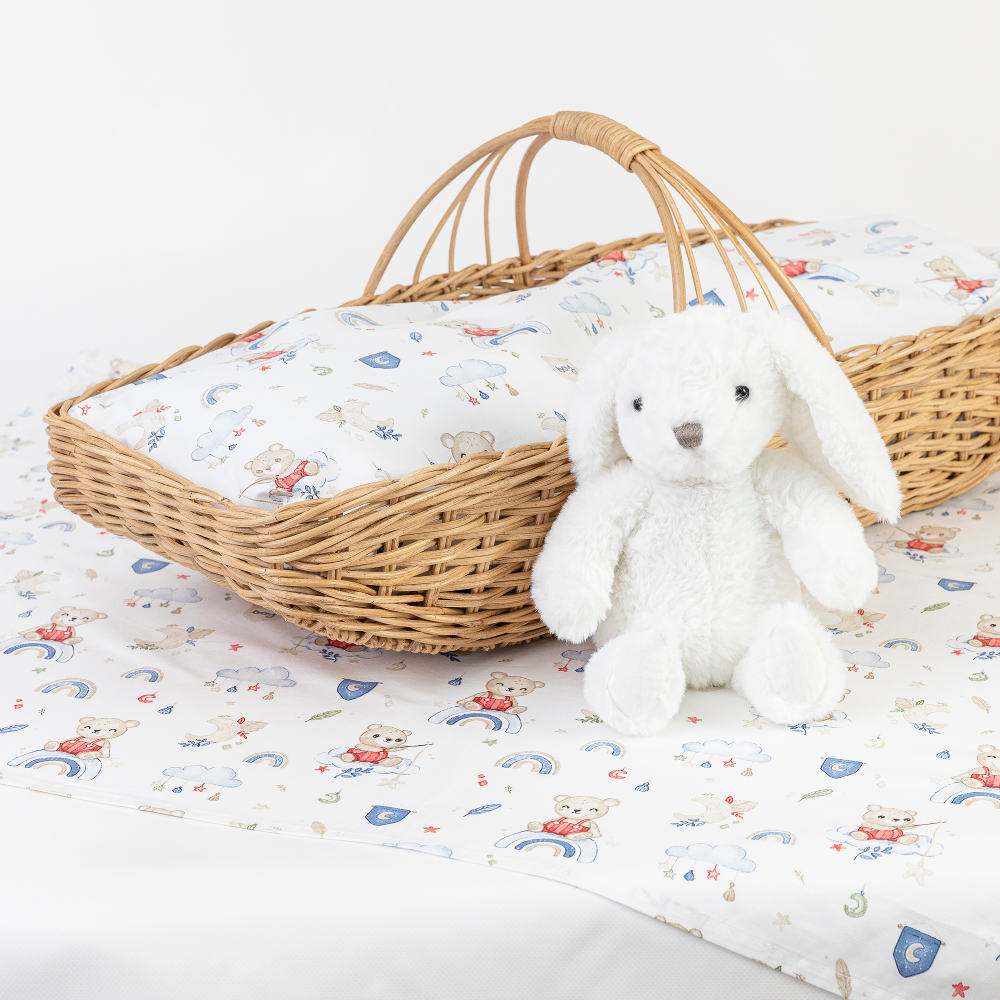 Σεντόνια Λίκνου Σετ Fishing Σιέλ BEBE (2) 70 x 120 cm