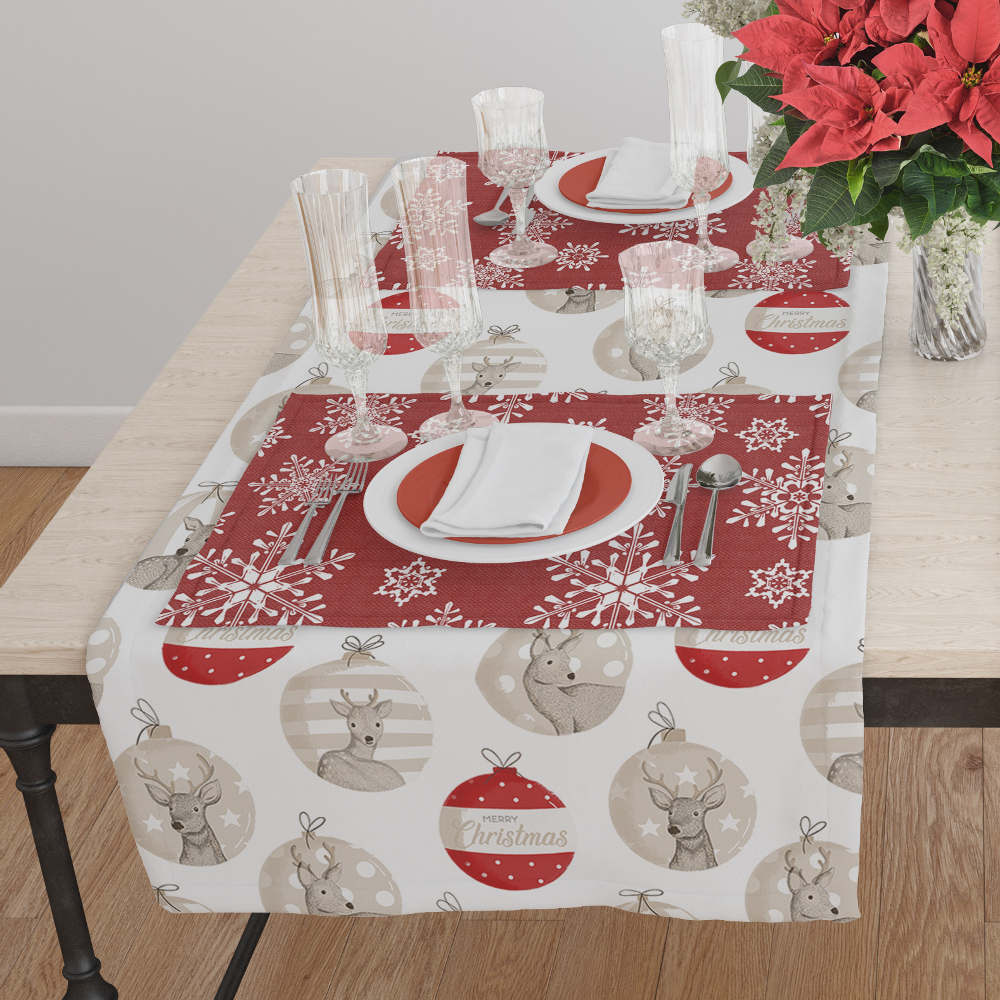 Τραβέρσα Χριστουγεννιάτικη Merry Christmas Εκρού ΤΡΑΒΕΡΣΑ 50 x 180 cm
