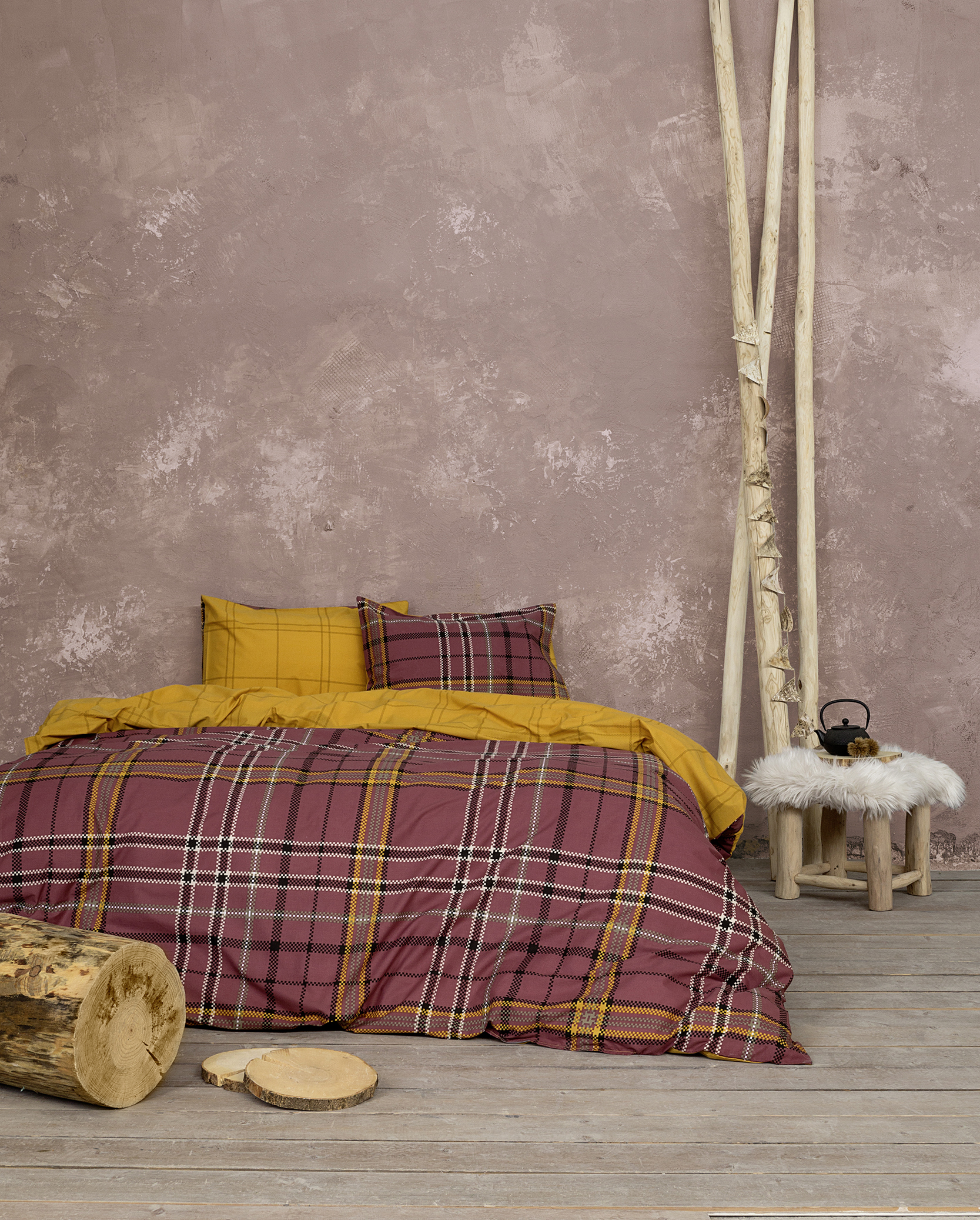 Σετ Παπλωματοθήκη Γίγας - Kester Wine Red - Nima Home - 5206482057517