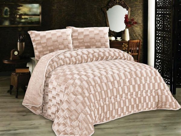 Κουβερτοπάπλωμα με εφέ Fleece 750 gsm 1940 Mocha 160X220 100% Polyester-33421006041