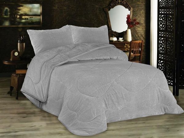 Κουβερτοπάπλωμα Popcorn Fleece 700 gsm 1950 Grey 160X220 100% Polyester-33421006044