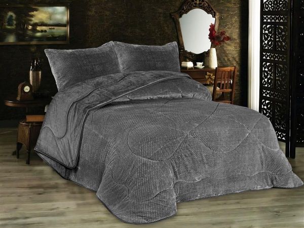 Κουβερτοπάπλωμα Popcorn Fleece 700 gsm 1950 Grey-Black 160X220 100% Polyester-33421006045