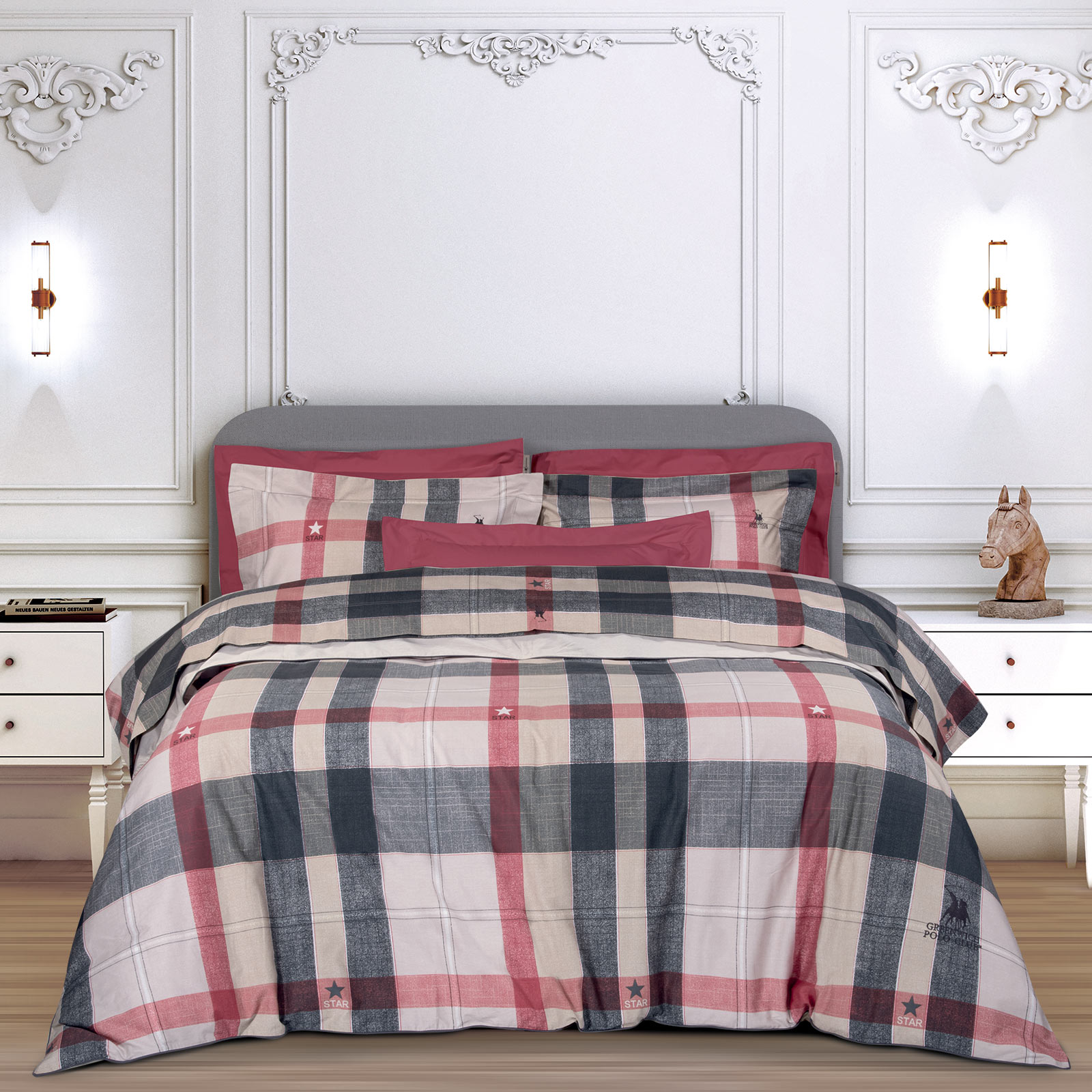 GREENWICH POLO CLUB ΠΑΠΛΩΜΑΤΟΘΗΚΗ ΣΕΤ ΥΠΕΡΔΙΠΛH 2194 ΓΚΡΙ, ΚΟΚΚΙΝΟ, ΜΠΕΖ-206000202194