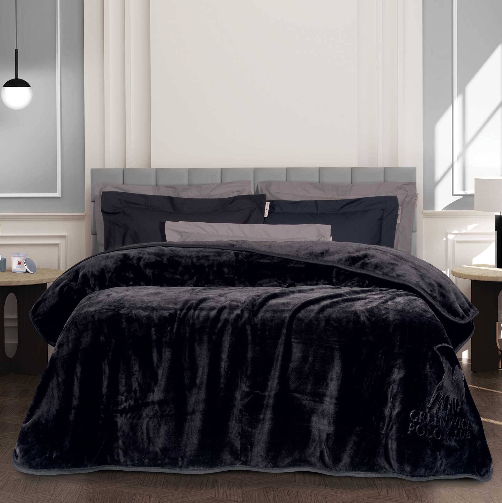 GREENWICH POLO CLUB ΚΟΥΒΕΡΤΑ VELOUR ΜΟΝΗ 3440 ΜΑΥΡΟ-220577103440