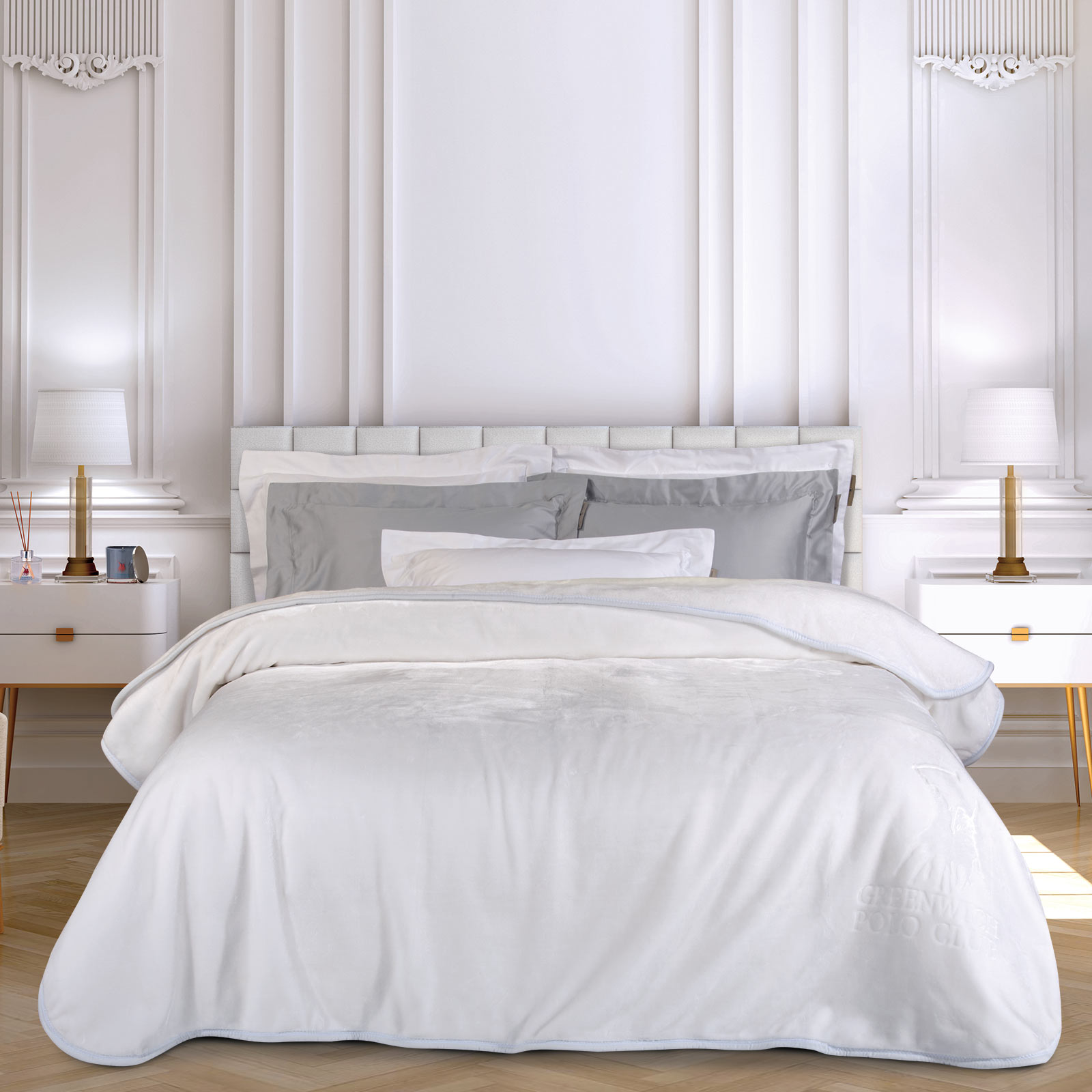 GREENWICH POLO CLUB ΚΟΥΒΕΡΤΑ VELOUR ΥΠΕΡΔΙΠΛΗ 3470 WHITE-220577203470