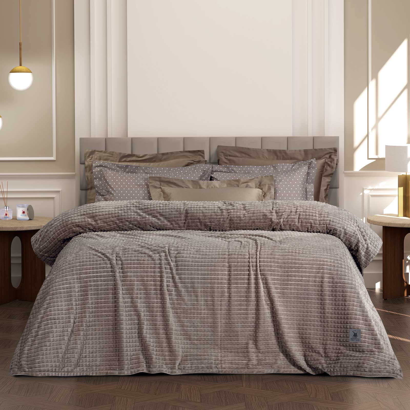 GREENWICH POLO CLUB ΚΟΥΒΕΡΤΑ FLEECE ΥΠΕΡΔΙΠΛH 3447 ΜΠΕΖ-220588203447