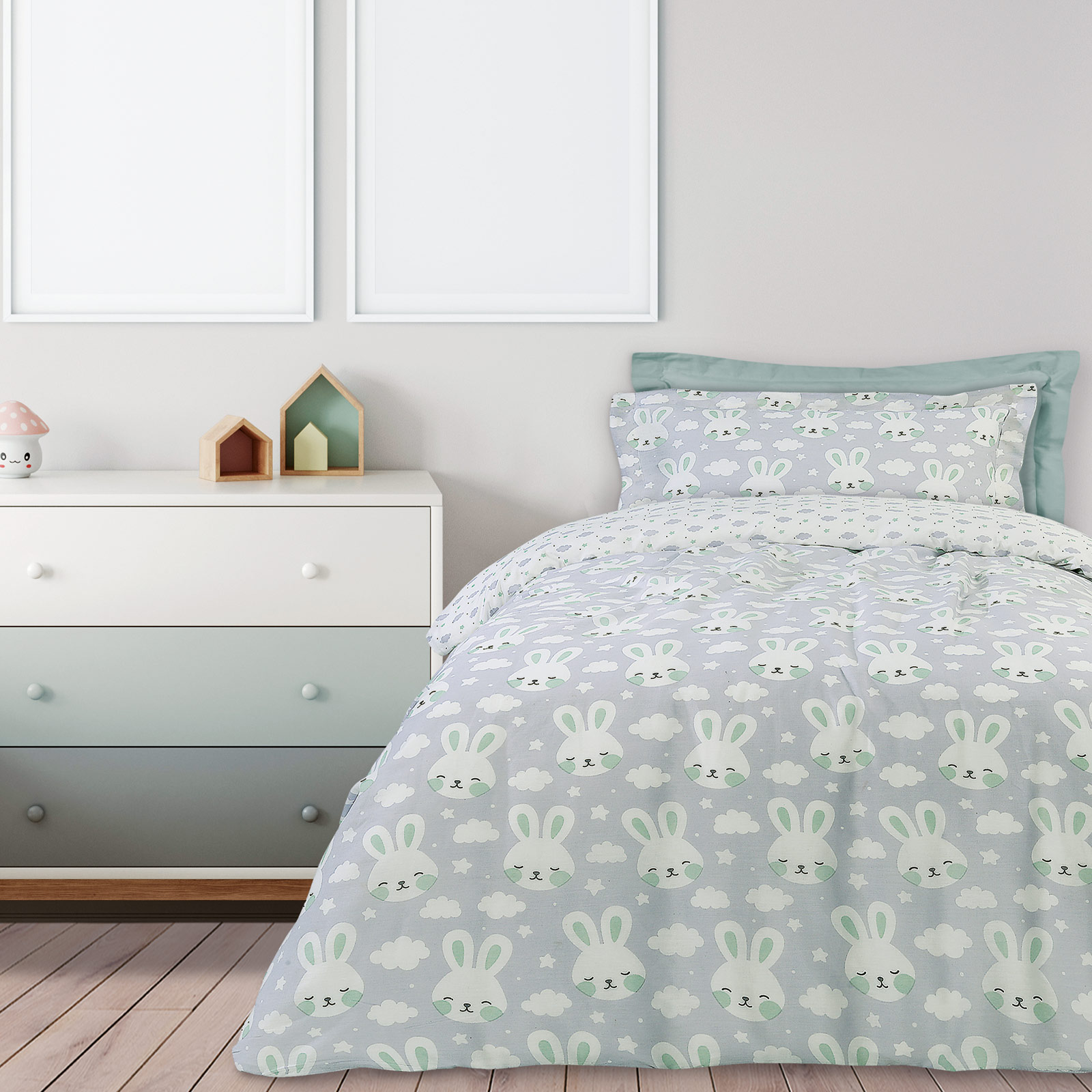 DAS KIDS ΣΕΤ ΠΑΠΛΩΜΑΤΟΘΗΚΗ ΜΟΝΗ 4823 ΓΚΡΙ, ΛΕΥΚΟ, ΜΕΝΤΑ-406009104823