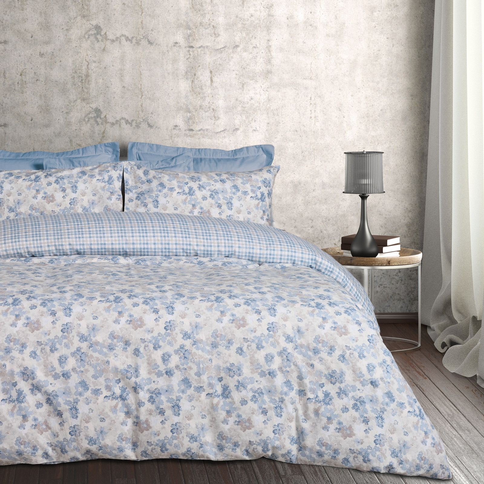 DAS HOME ΣΕΤ ΠΑΠΛΩΜΑΤΟΘΗΚΗ ΜΟΝΗ FLANNEL 9637 BLUE, TAUPE-406009109637