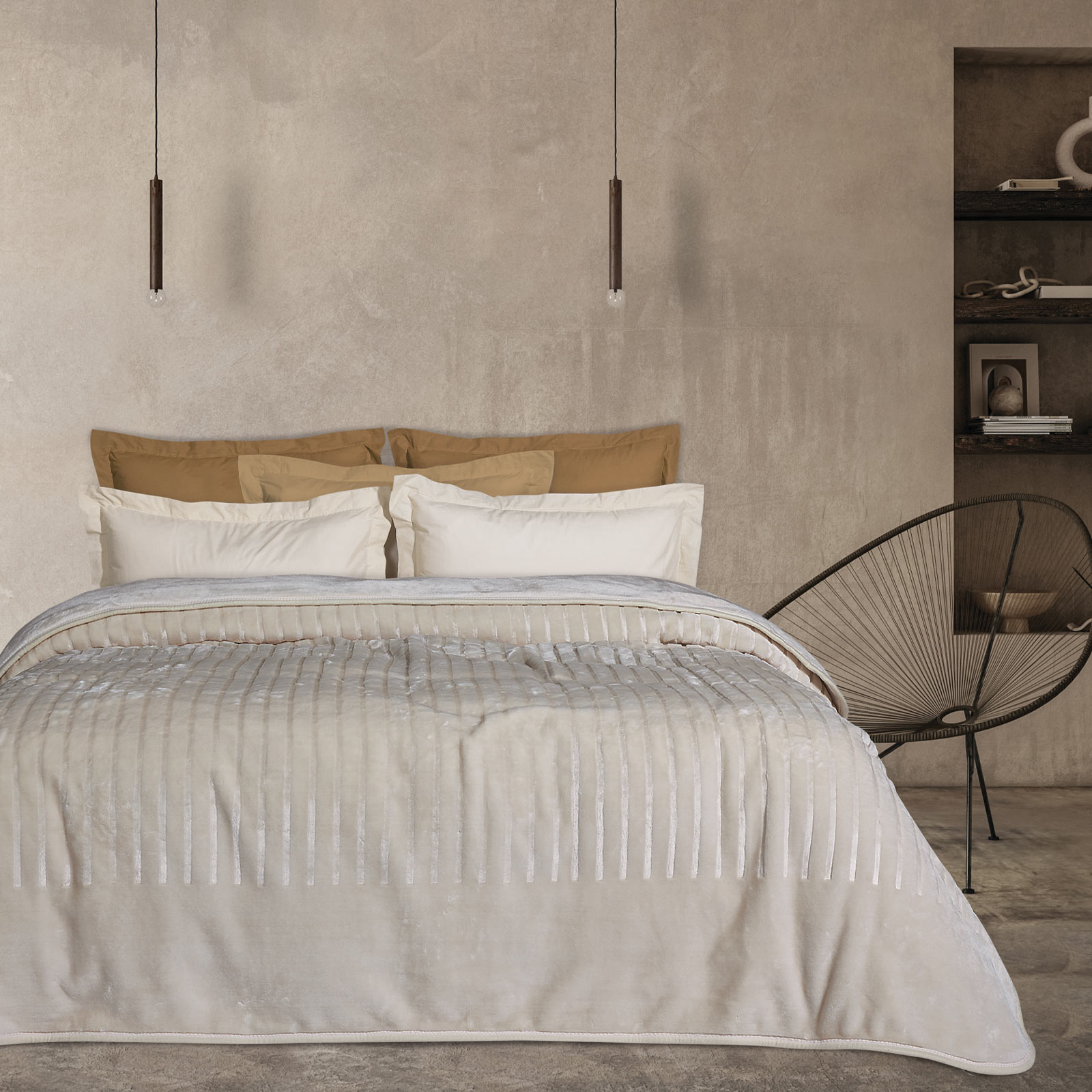 DAS HOME ΚΟΥΒΕΡΤΑ VELOUR MONH 1351 BEIGE-420577711351