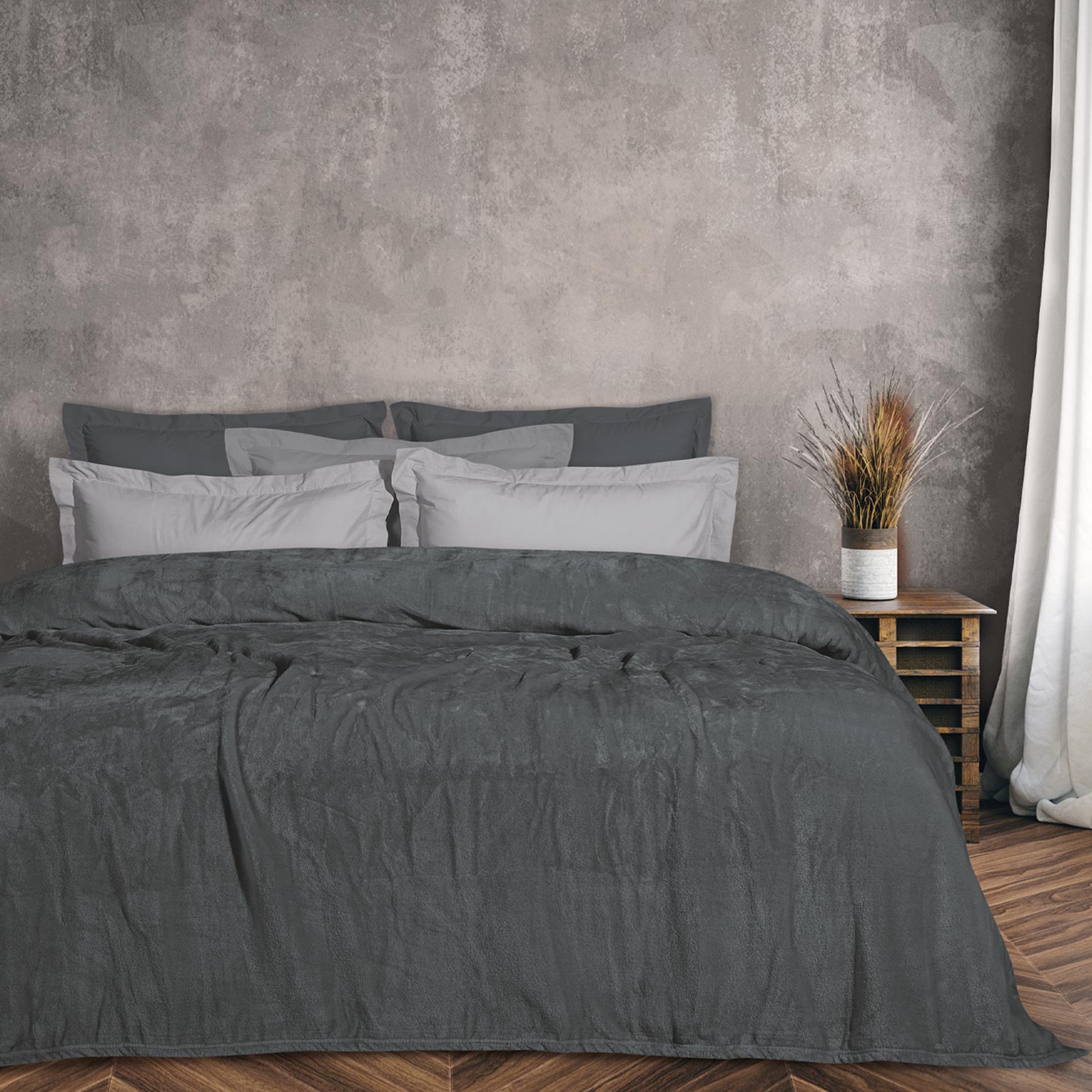 DAS HOME ΚΟΥΒΕΡΤΑ VELOUR ΥΠΕΡΔΙΠΛΗ 1343 ΓΡΑΦΙΤΗΣ-420577721343