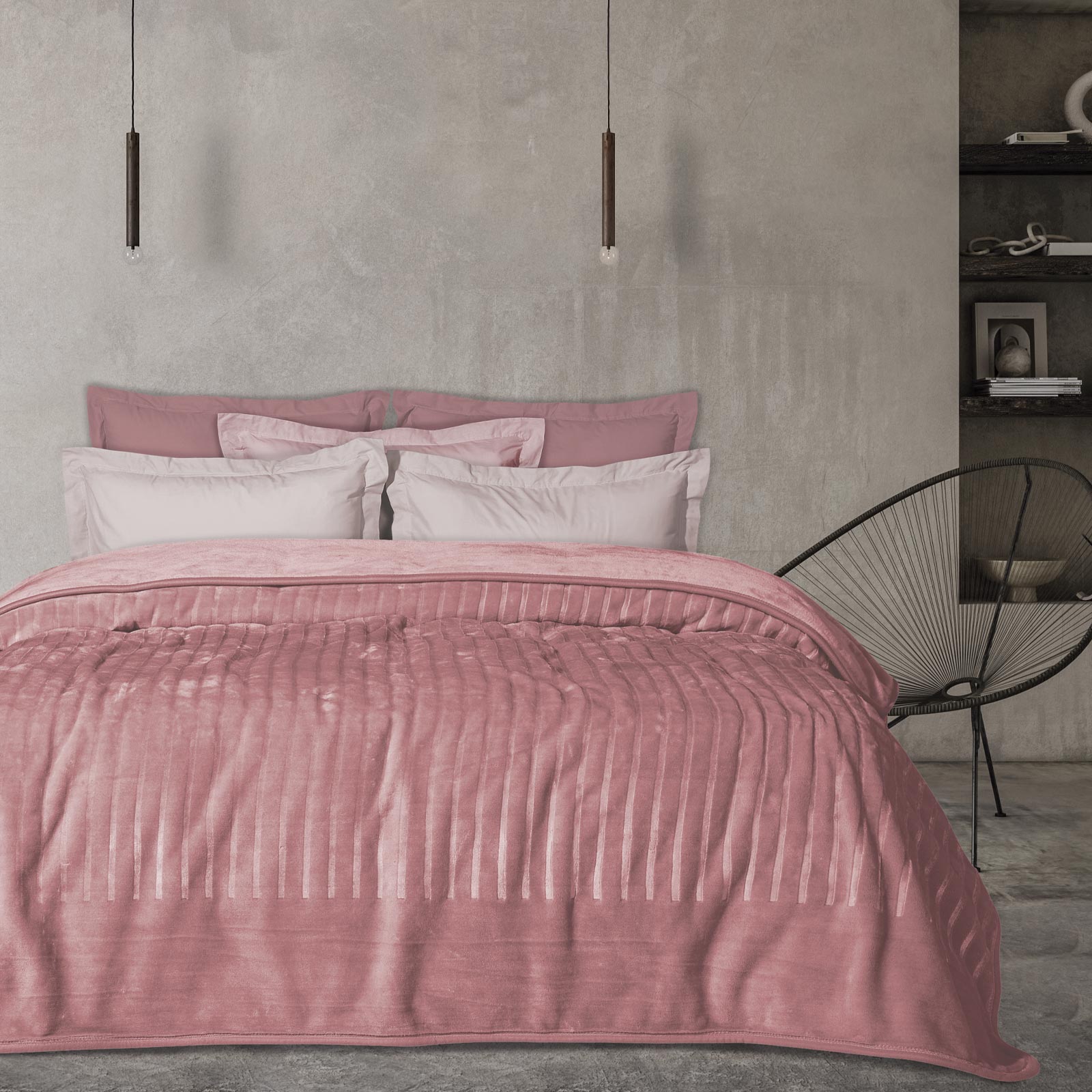 DAS HOME ΚΟΥΒΕΡΤΑ VELOUR ΥΠΕΡΔΙΠΛΗ 1352 PINK-420577721352