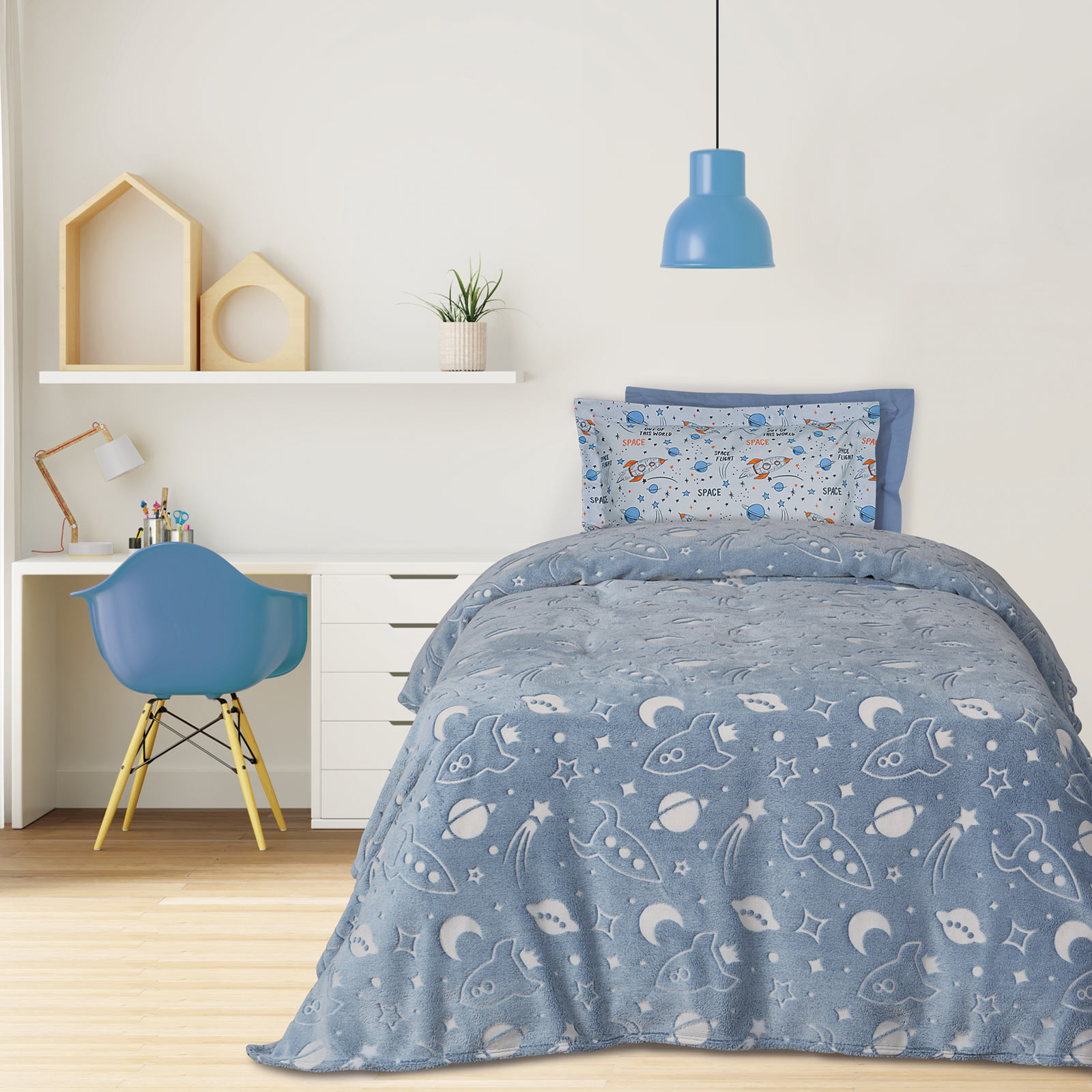 DAS KIDS ΚΟΥΒΕΡΤΑ FLEECE 160Χ220 4899 BLUE, WHITE-420588104899