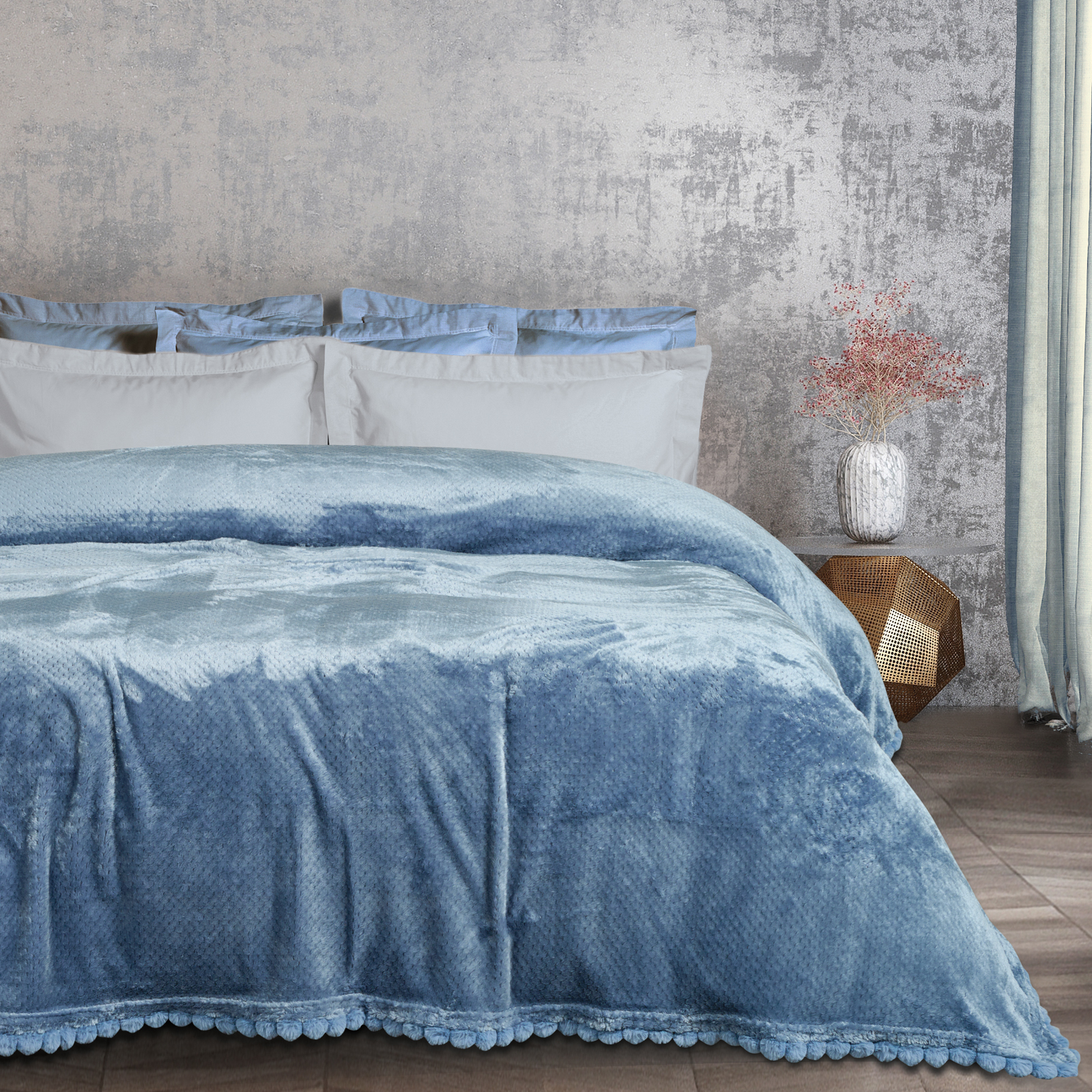 DAS HOME ΚΟΥΒΕΡΤΑ FLEECE 160Χ220 1186 DUSTY BLUE-420588161186