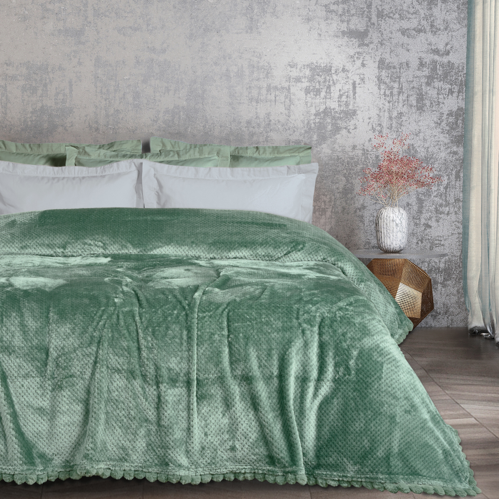 DAS HOME ΚΟΥΒΕΡΤΑ FLEECE 220Χ240 1184 DARK MINT-420588221184