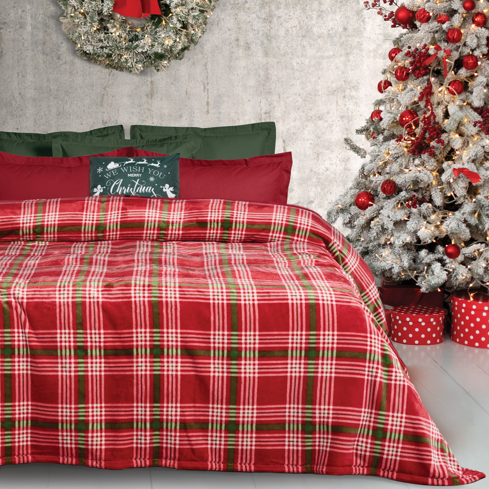 DAS HOME ΚΟΥΒΕΡΤΑ FLEECE 220Χ240 1361 GREEN, RED-420588221361