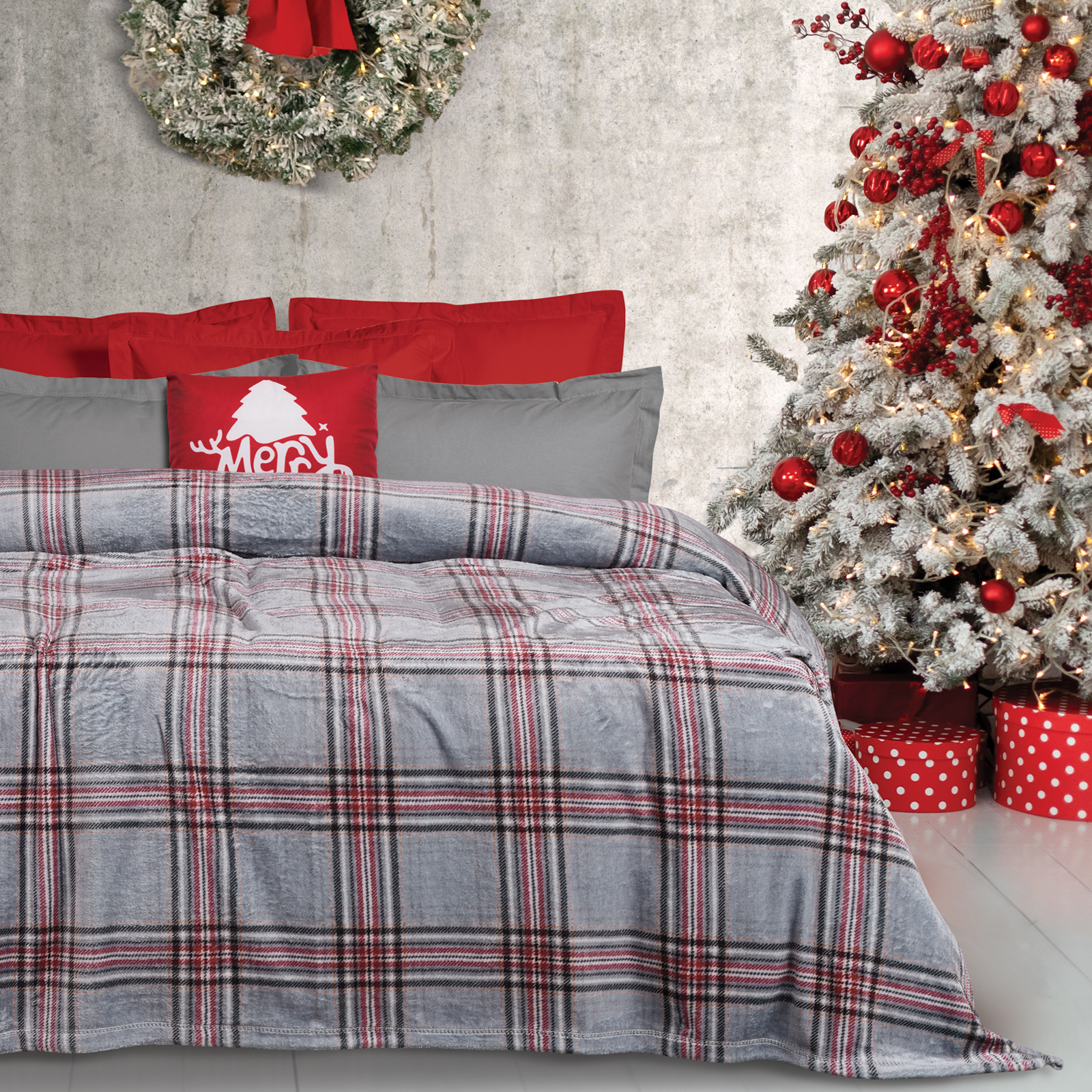 DAS HOME ΚΟΥΒΕΡΤΑ FLEECE 220Χ240 1362 GREY, RED-420588221362