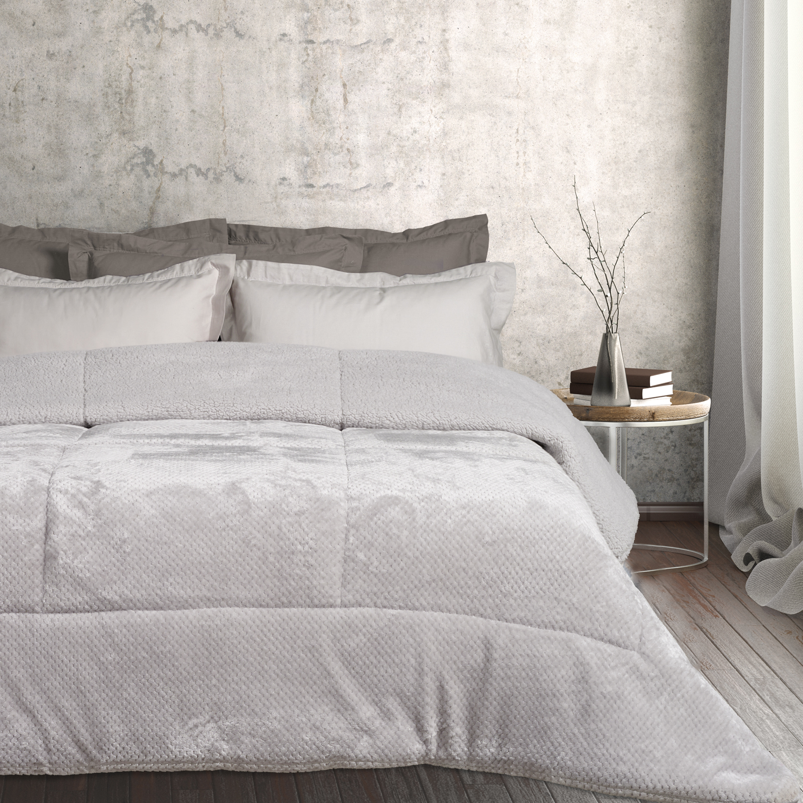 DAS HOME ΚΟΥΒΕΡΤΟΠΑΠΛΩΜΑ SHERPA ΥΠΕΡΔΙΠΛΟ 1182 ICE GREY-421910201182