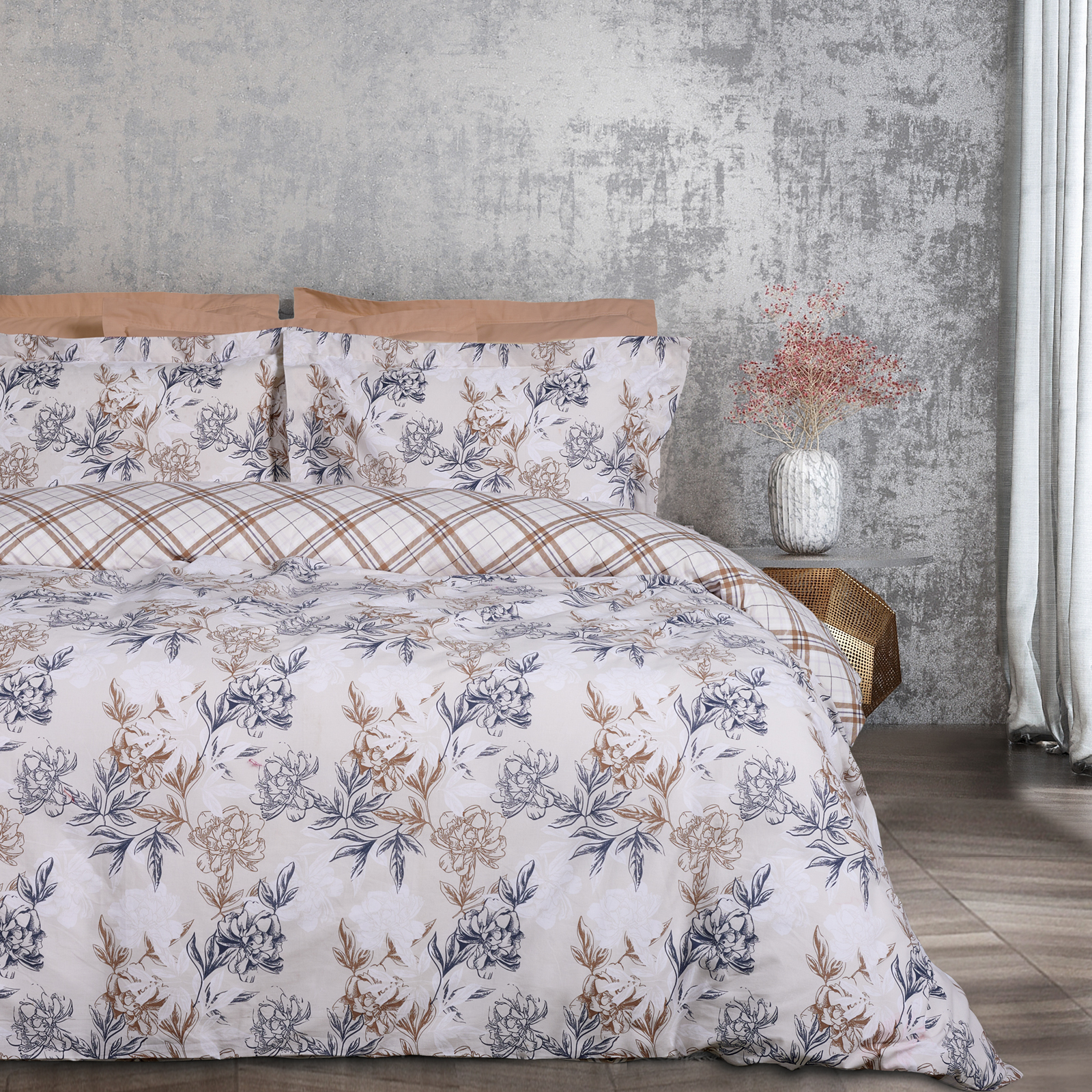 DAS HOME ΣΕΤ ΣΕΝΤΟΝΙΑ ΜΟΝΑ ΜΕ ΛΑΣΤΙΧΟ CASUAL 5422 BLUE, TAUPE-502106105422