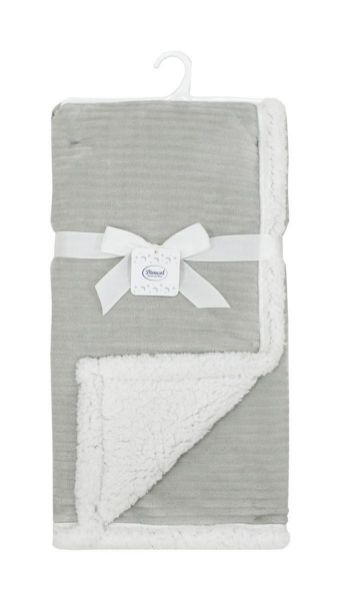 Κουβέρτα Sherpa Cord bebe 420 gsm Ριγέ 10 75X100 Grey 100% Polyester-31422411001