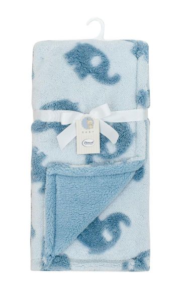 Κουβέρτα Sherpa Jacquard bebe 460 gsm Elephant 08 75X100 Sky Blue 100% Polyester-31482411001