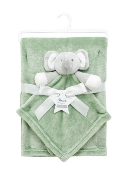 Νάνι-Πανάκι Παρηγοριάς bebe σετ 2 τεμ. Elephant 07 33X33 & Κουβέρτα Coral Fleece 75X100 cm Sage Green 100% Polyester-31421911004