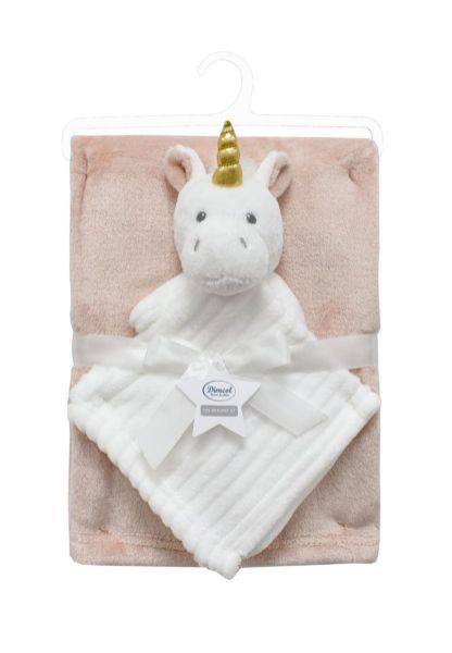 Νάνι-Πανάκι Παρηγοριάς bebe σετ 2 τεμ. Unicorn 06 33X33 & Κουβέρτα Coral Fleece 75X100 cm White-Pink 100% Polyester-31421911003