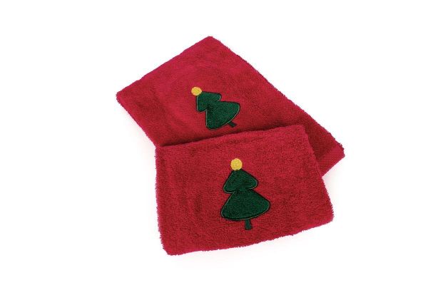 Χριστουγεννιάτικο Σετ Πετσέτες 2 τεμ. 30X50, 50X90 Christmas Tree Κόκκινο 100% Cotton-33140910011
