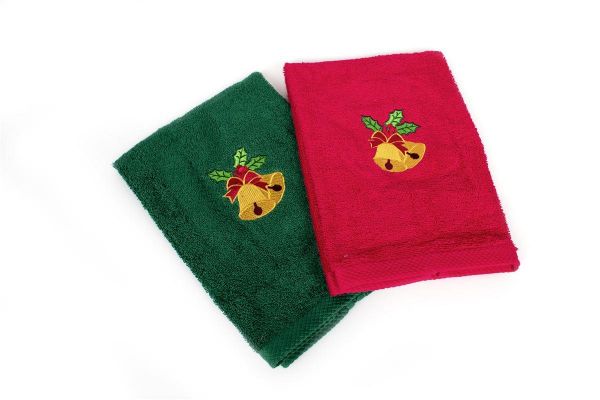 Χριστουγεννιάτικο Σετ Πετσέτες 2 τεμ. 40X60 Bells Κόκκινο-Πράσινο 100% Cotton-33140960005