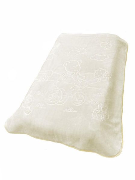Κουβέρτα Βελουτέ Ανάγλυφη Πολυτελείας bebe Bicycle Bear 22 110X140 Ecru 100% Polyester-31472748012