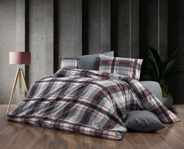 Παπλωματοθήκη Εμπριμέ Εκάβη 424 160X240 Grey-Bordeaux 70/30 Cott/Pol-33310823056