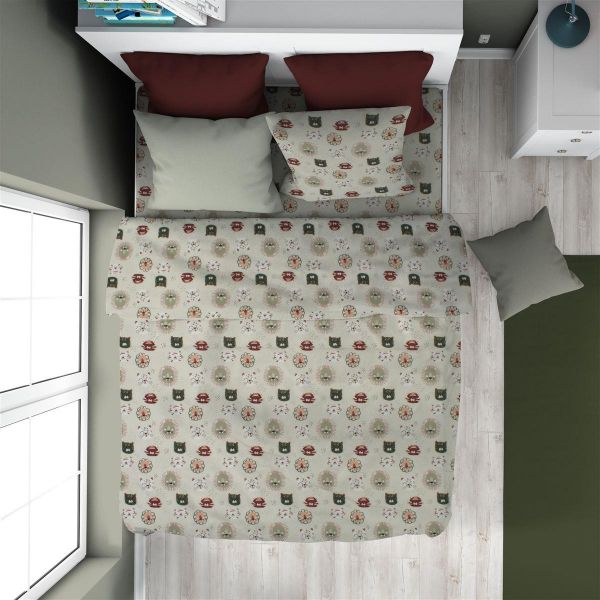 Πάπλωμα Εμπριμέ kids Big Cats 27 160X240 Light Olive 100% Cotton-32111123048