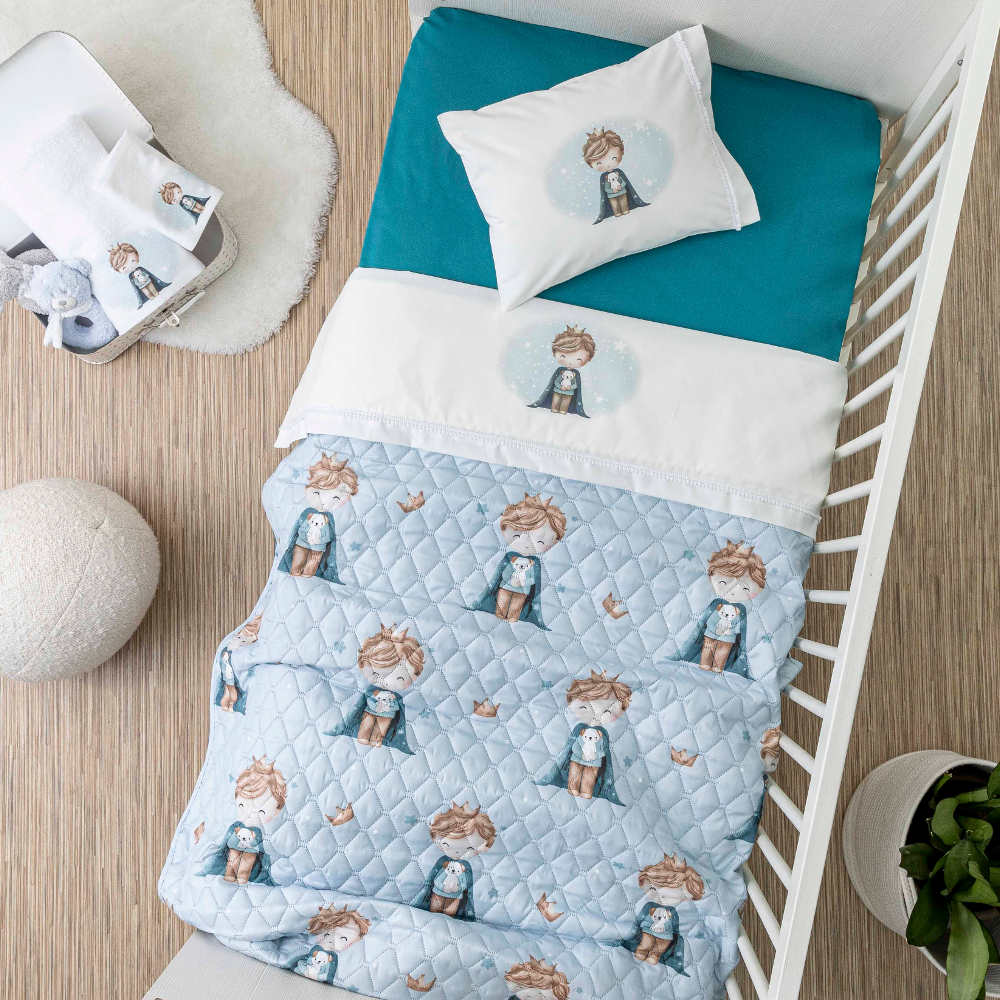 Κουβερλί Κούνιας Little King Πετρόλ BEBE 110 x 140 cm