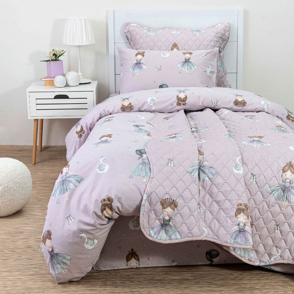 Κουβερλί Σετ Odette Μονό Λιλά ΜΟΝΟ 160 x 220 cm + 50 x 70 cm