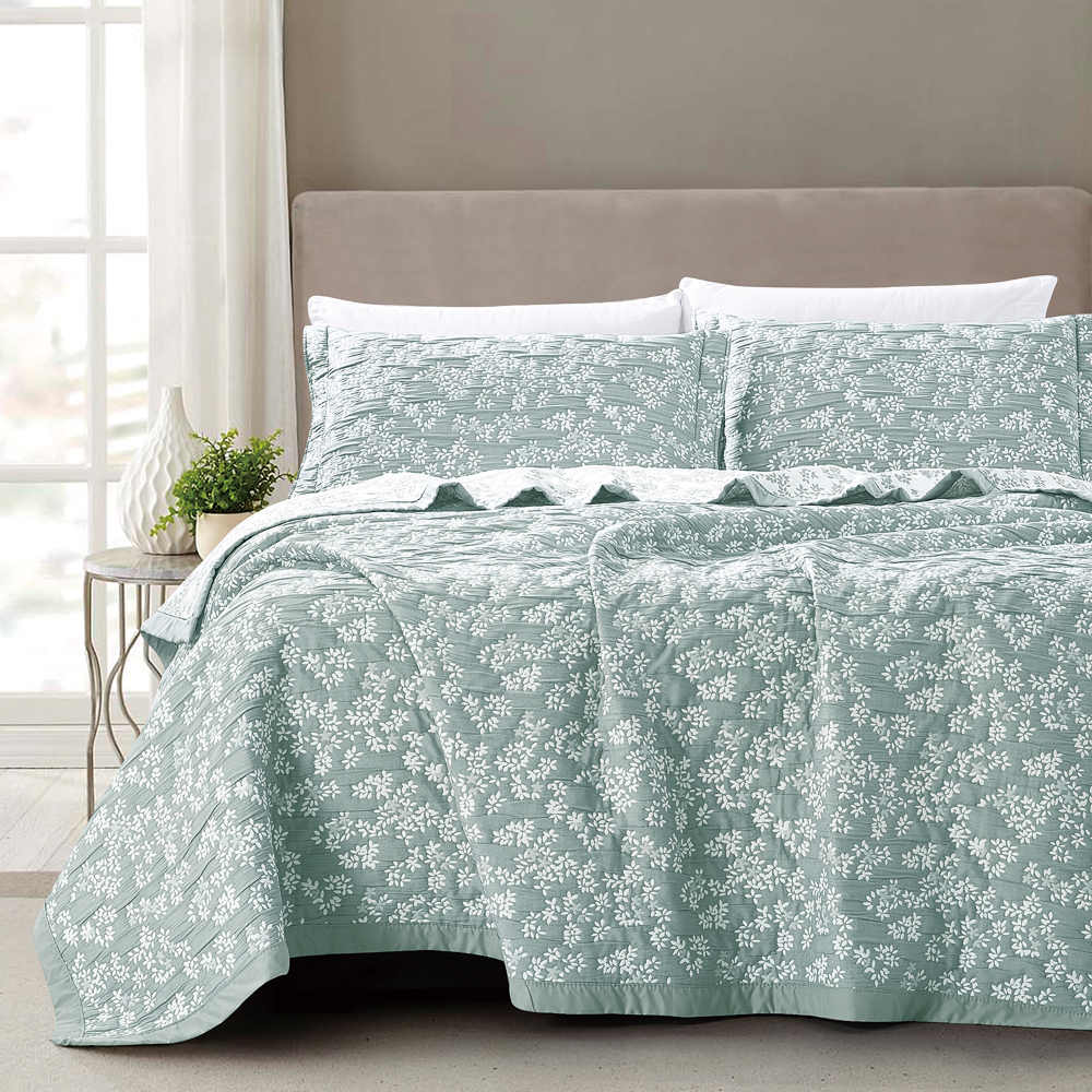 Κουβέρτα Ζακάρ Σετ Cherry Μέντα Υπέρδιπλη Μέντα ΥΠΕΡΔΙΠΛΟ 230 x 245 cm + (2) 50 x 70 cm