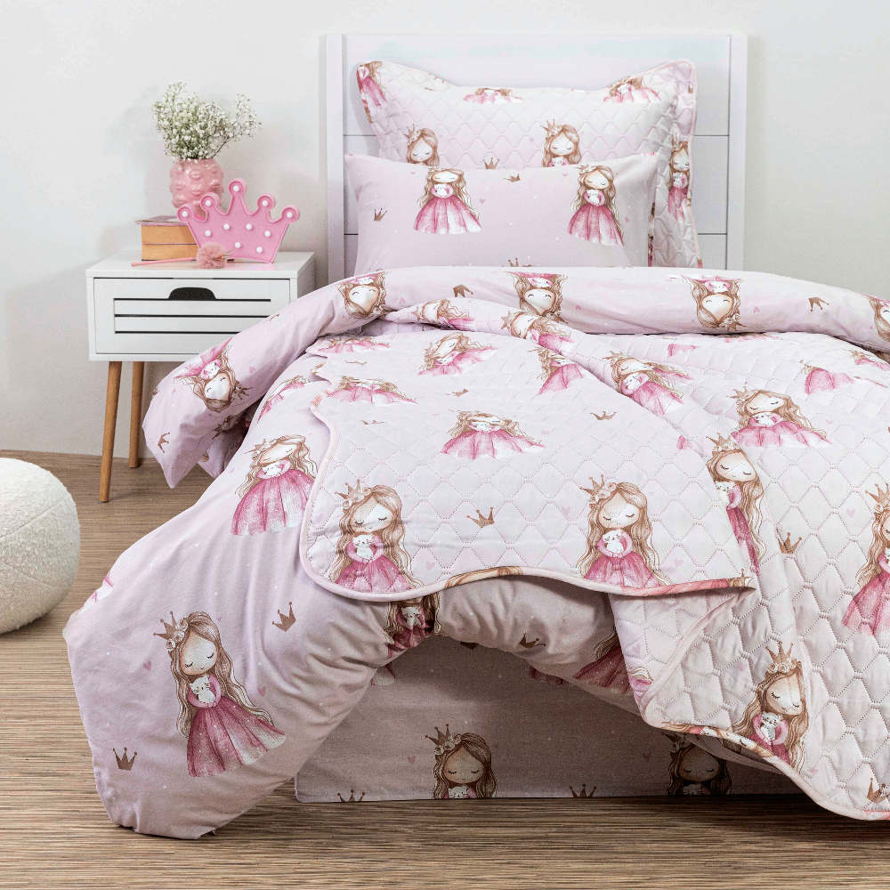 Παπλωματοθήκη Little Queen Μονή Ροζ ΜΟΝΟ 160 x 240 cm