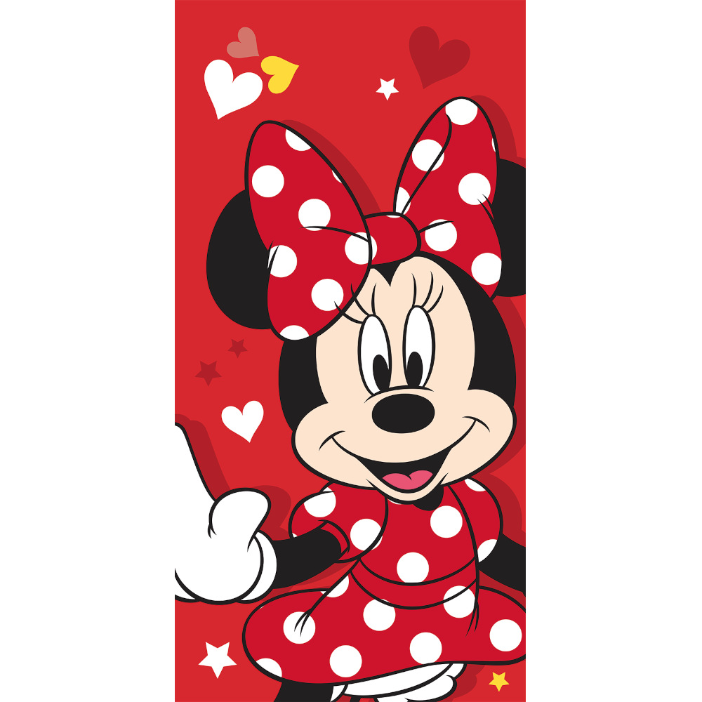 Πετσέτα Θαλάσσης Βαμβακερή Βελούδινη Hello Minnie 320gsm Κόκκινο 70 X 140 70 x 140 cm