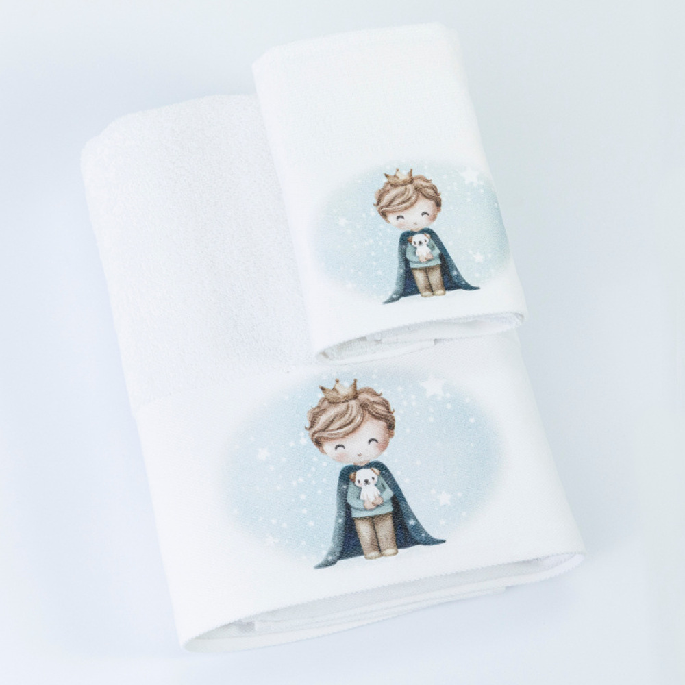 Πετσέτες Σετ 2ΤΜΧ Little King Λευκό Λευκό BEBE 70 x 120 / 30 x 50 cm