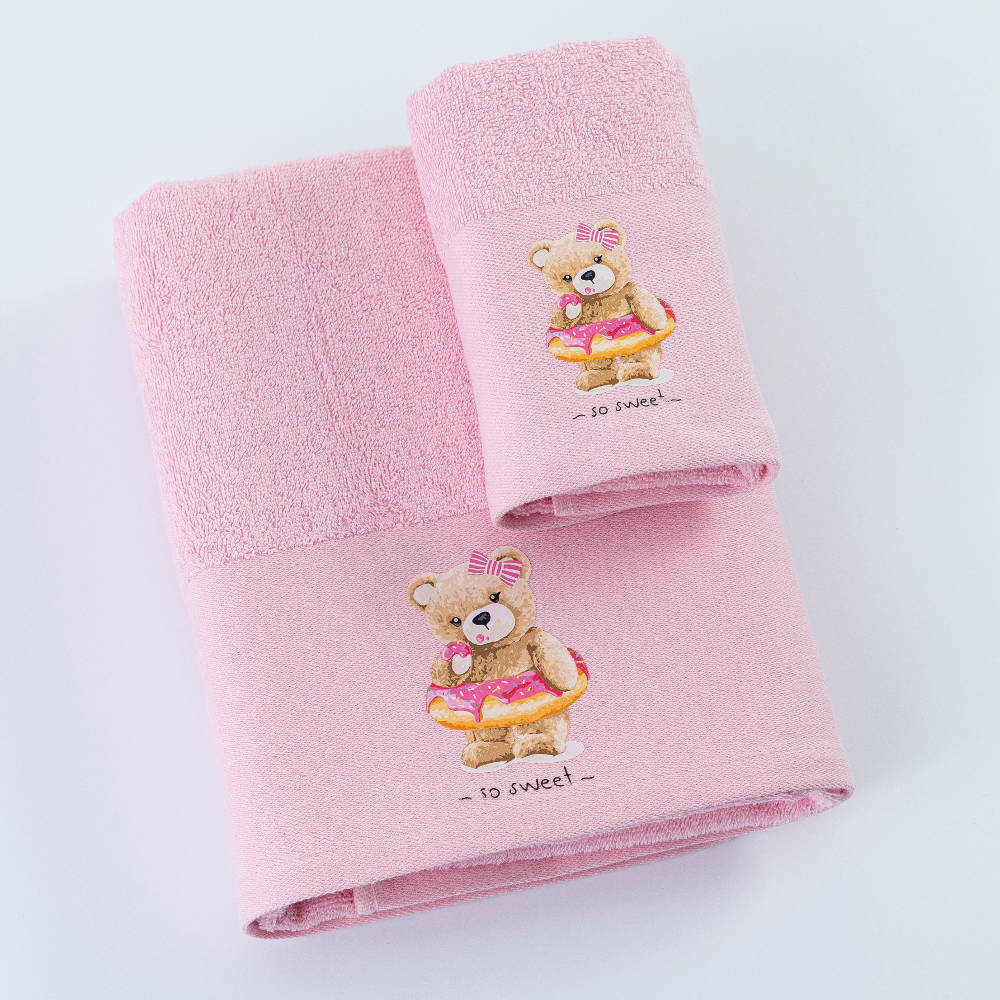 Πετσέτες Σετ 2ΤΜΧ So Sweet Ροζ BEBE 70 x 120 / 30 x 50 cm
