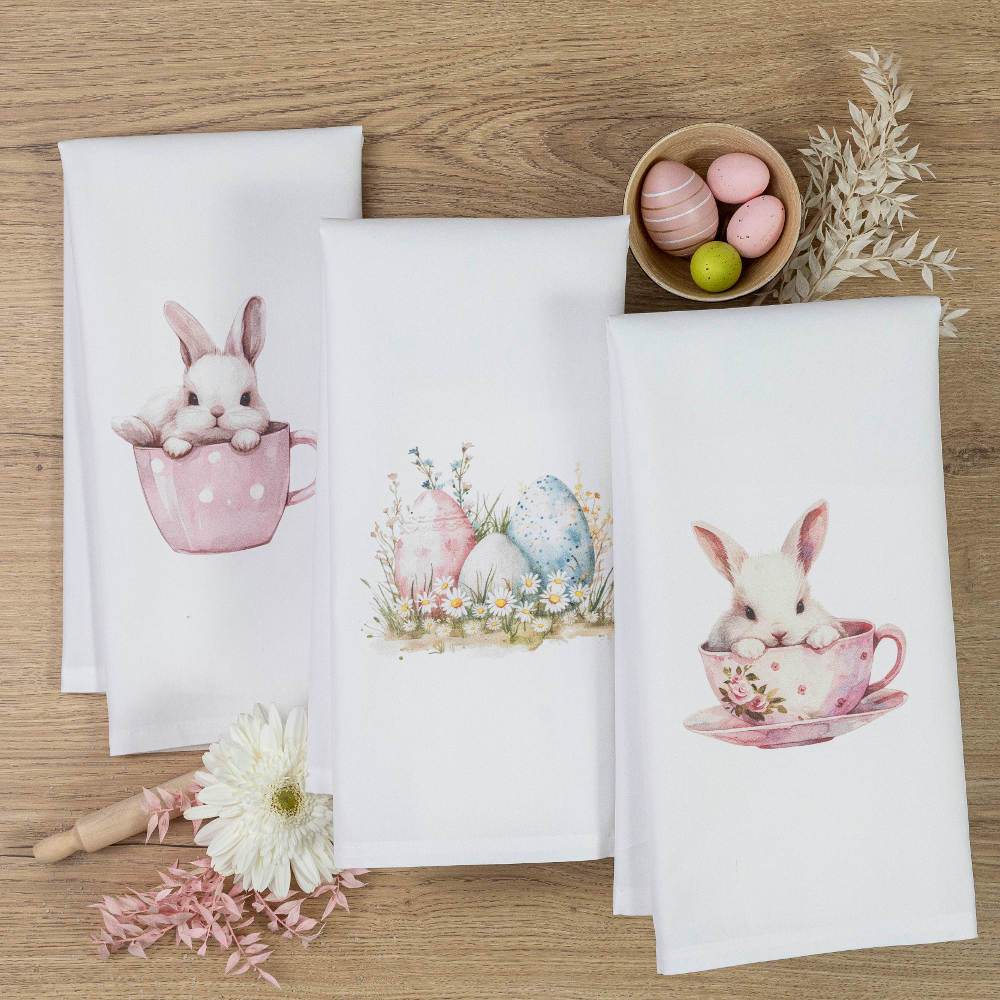 Ποτηρόπανα Κουζίνας BunnyCup Σετ 3ΤΜΧ Λευκό 50 X 70 (3) 50 x 70 cm