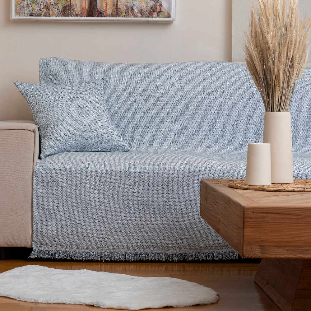 Ριχτάρι Βαμβακερό Τριθέσιο Block Εκρού ΤΡΙΘΕΣΙΟ 180 x 300 cm