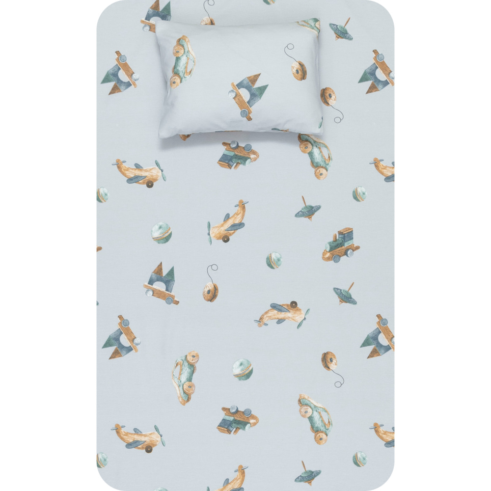 Σεντόνι Σετ 2ΤΜΧ Toys Μονό Σιέλ ΜΟΝΟ 160 x 240 cm + 50 x 70 cm