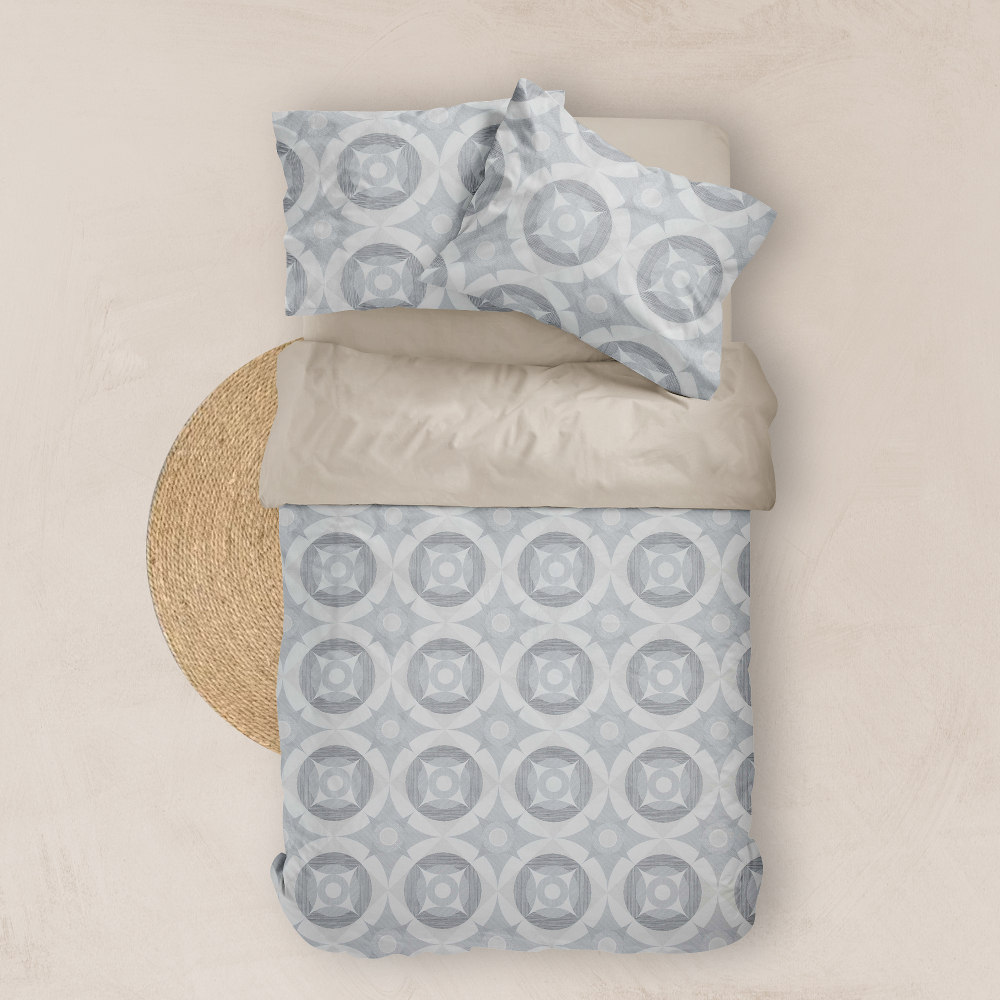 Σεντόνια Εμπριμέ Σετ Asteras Γκρι Υπέρδιπλα Γκρι ΥΠΕΡΔΙΠΛΟ (2) 240 x 260 cm + (2) 50 x 70 cm