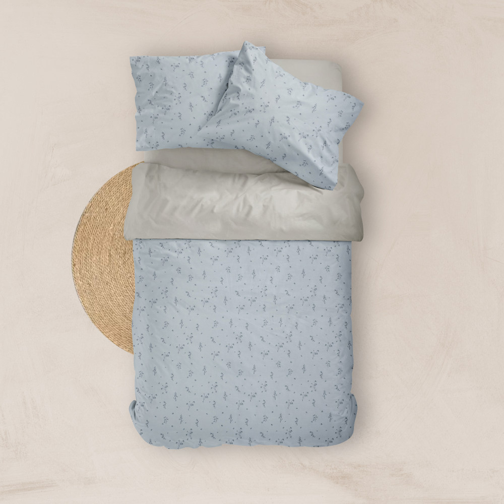 Σεντόνια Εμπριμέ Σετ Campanula Σιέλ Υπέρδιπλα Σιέλ ΥΠΕΡΔΙΠΛΟ (2) 240 x 260 cm + (2) 50 x 70 cm