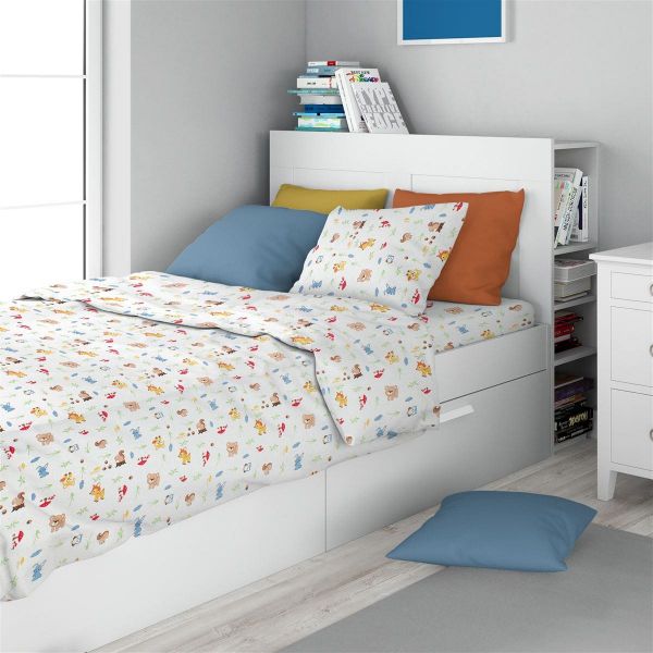 Σεντόνια Εμπριμέ Σετ 2 τεμ kids Forest Animals 570 160X240 White-Sky Blue 100% Cotton-32112123049