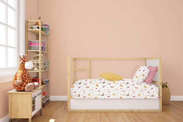 Κατωσέντονο Με Λάστιχο bebe Forest Animals 571 0,70X1,40X0,15 White-Pink 100% Cotton-31112019050