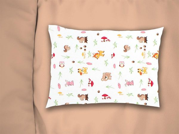 Μαξιλαροθήκη Εμπριμέ kids Forest Animals 571 50X70 White-Pink 100% Cotton-32111647050
